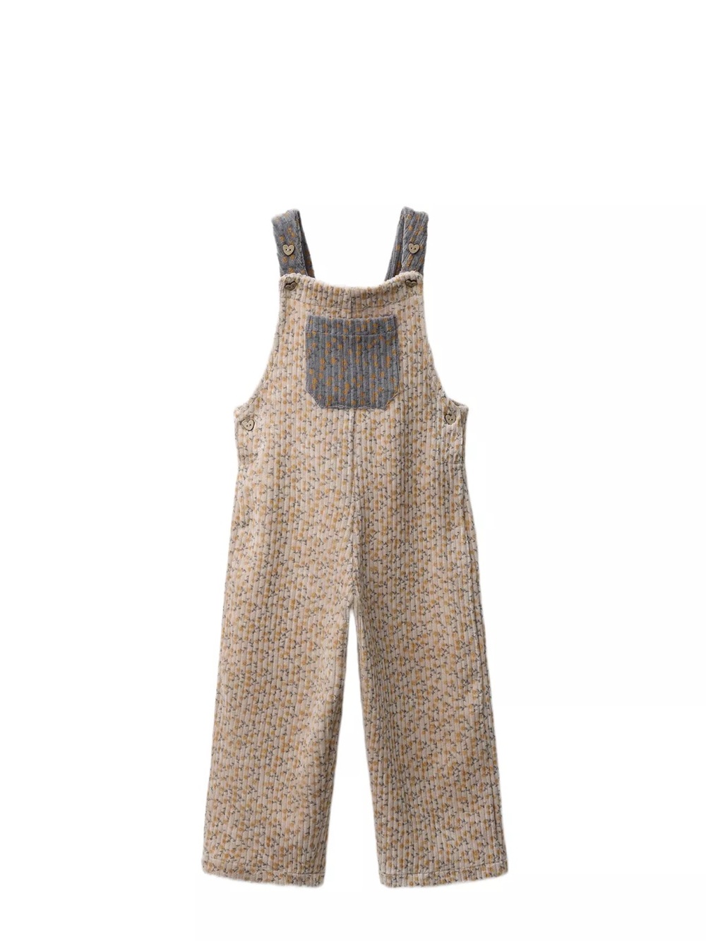 Zara kids, long floral corduroy overalls